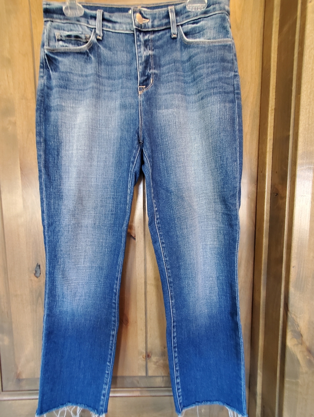L'AGENCE Women's Blue Straight-Leg Raw Hem Jeans Sz 29
